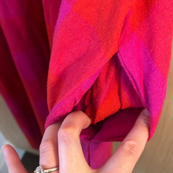 HOST PICK - ALI GOLDEN DOUBLE V-NECK MAXI DRESS - POPPY/PINK PLAID - Picture 5 of 6